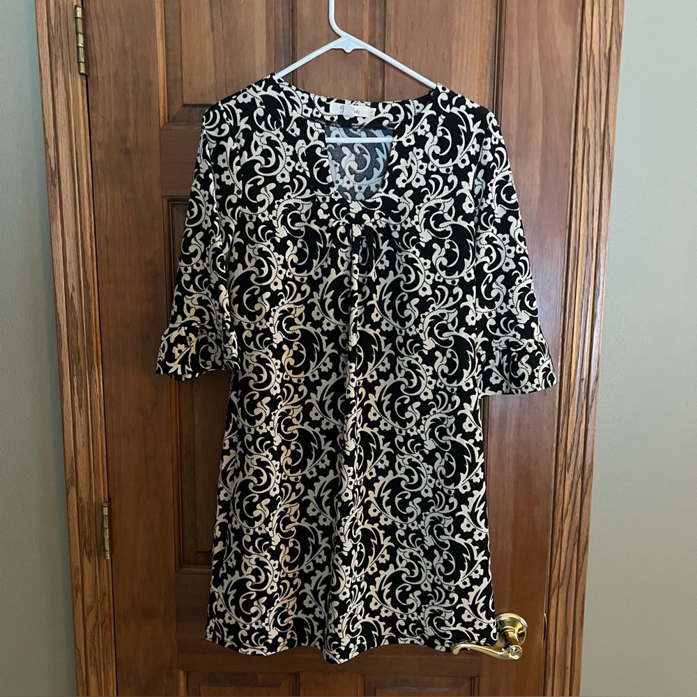 Aryeh Black and Cream Artistic Dress